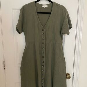 Madewell Gauze Green Midi Dress size Small